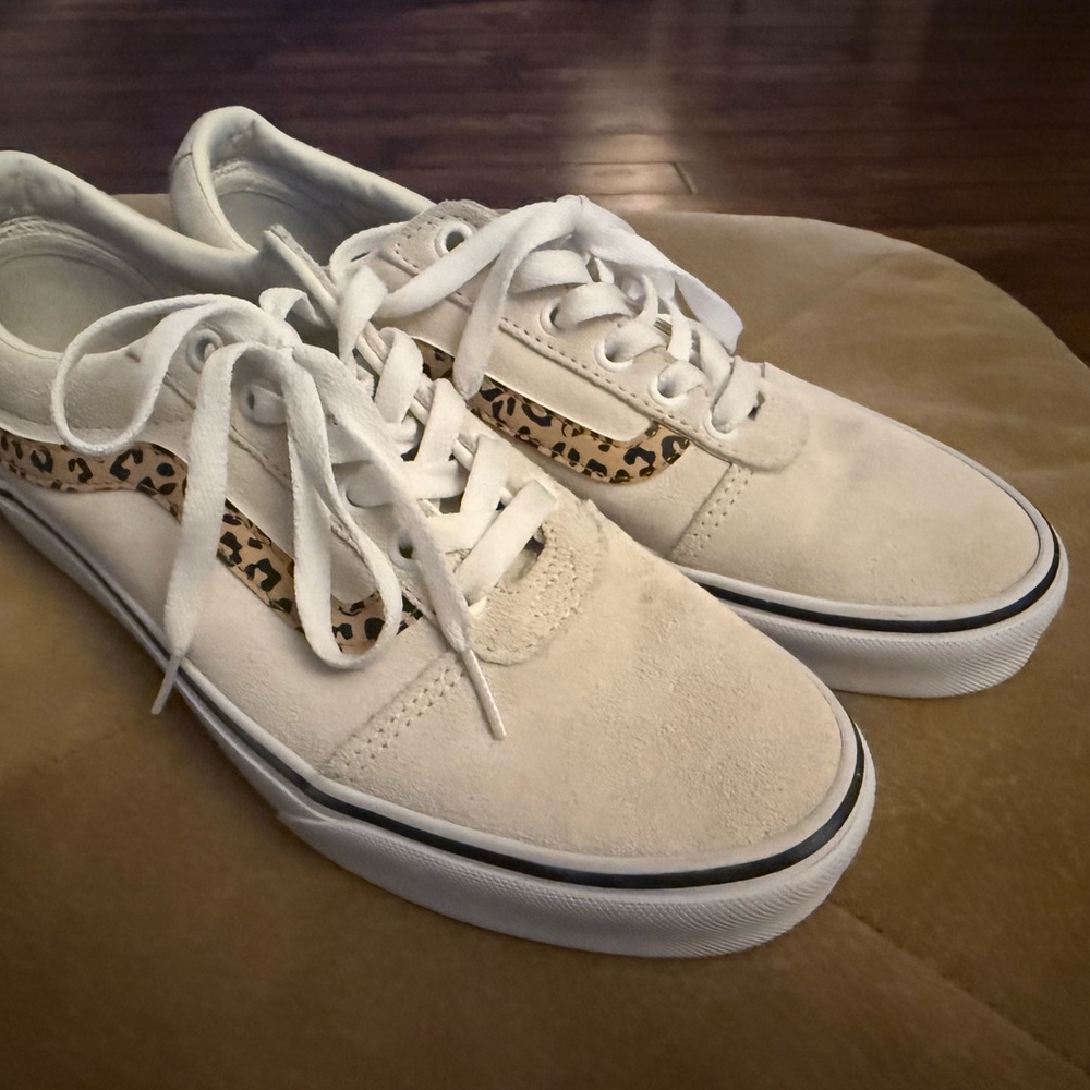 Stylish White and Leopard Women's Sneakers